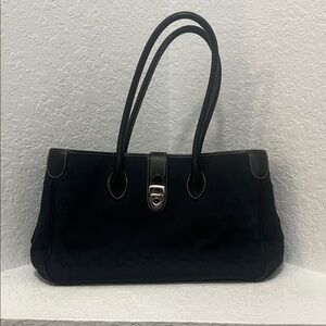 Vintage Dooney & Bourke Black Signature Double Handle Monogram Tote Bag
